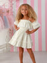 Avery Sand Off-Shoulder Dress for Girls – Boho Chic Summer Dress with Lace Trim 12M-14